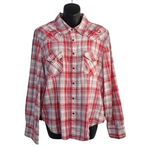 Gibson Trading Company Plaid Western Button Up Shirt Women's Sz XXL